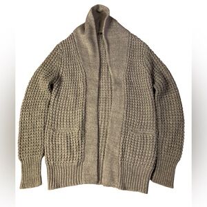 Suzy Shier Grey Waffle Knit Shawl Collar Cardigan - Size M